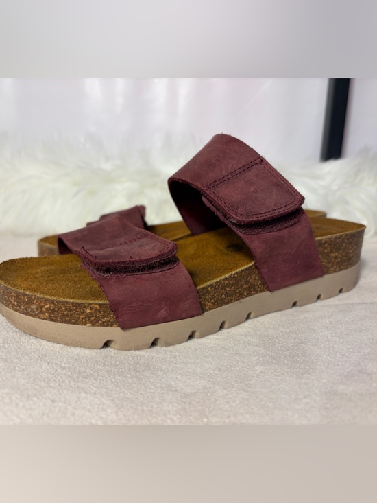 Plakton Shoes - Women’s Two-Strap Adjustable Slide Sandal - Burgundy